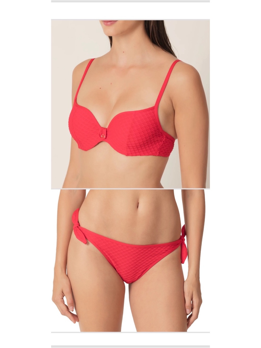 Marie Jo Brigitte Padded Ted Textured Underwire Bikini Set Heart Shaped 34C & S